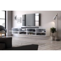 Meuble TV suspendu design CLUJ, 280 cm, couleur blanc