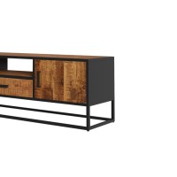 Meuble TV collection MADEIRO Structure métal et bois exotique de Mangolia. Idéal pour un salon de style industriel. L160cm