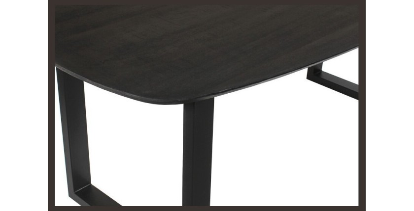 Table à manger BELLA longueur 200cm en décor bois exotique mangolia noir