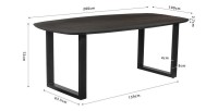 Table à manger BELLA longueur 200cm en décor bois exotique mangolia noir