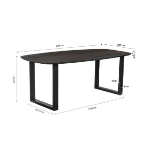 Table à manger BELLA longueur 200cm en décor bois exotique mangolia noir