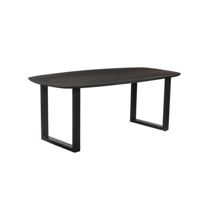 Table à manger BELLA longueur 200cm en décor bois exotique mangolia noir