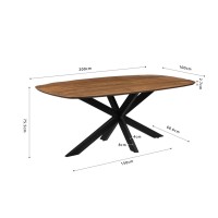 Table à manger BELLA longueur 200cm en bois brut exotique mangolia