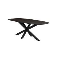 Table à manger BELLA longueur 200cm en bois brut exotique mangolia noir