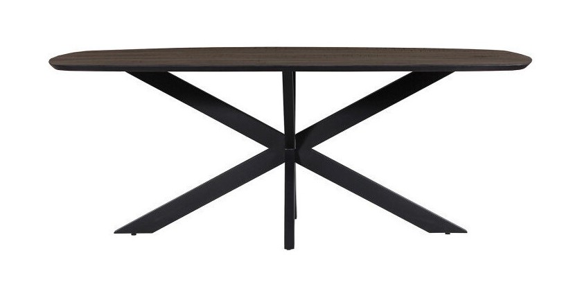 Table à manger BELLA longueur 200cm en bois brut exotique mangolia noir