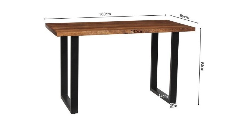 Table à manger AWANI longueur 160cm en bois exotique mangolia