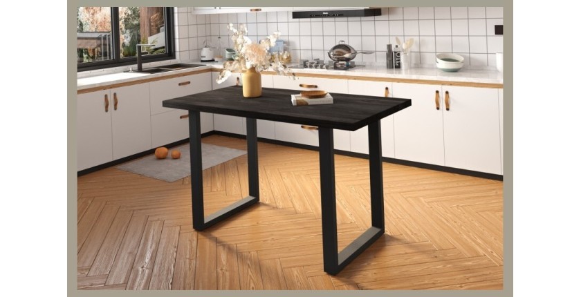 Table à manger AWANI longueur 160cm en bois exotique mangolia noir