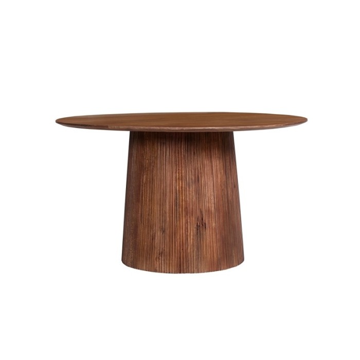 Table ronde collection RIMBAUD effet bois brun clair diamètre 130 cm