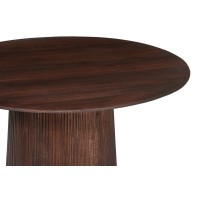 Table ronde collection RIMBAUD effet bois brun foncé diamètre 130 cm