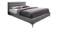 Lit THOMAS 160x200 cm en simili cuir, coloris gris, sommier inclus