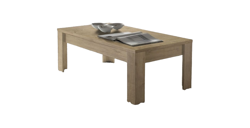 Table basse avec pieds en bois, Collection SHOW, coloris chêne clair