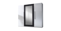Armoire 4 portes avec miroirs couleur blanc et gris anthracite - IRINA