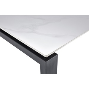 Table à manger ATHENA longueur 180cm avec plateau de 12mm en pierre effet marbre blanc