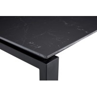 Table à manger ATHENA longueur 180cm avec plateau de 12mm en pierre effet marbre noir