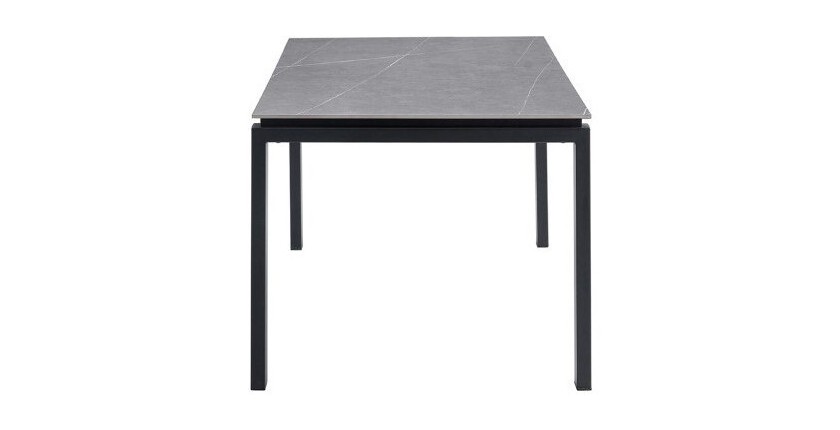 Table à manger ATHENA longueur 180cm avec plateau de 12mm en pierre effet marbre gris