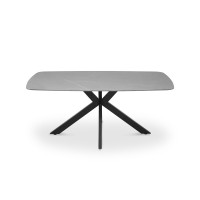 Table à manger VINCI longueur 180cm avec plateau de 10mm en pierre effet marbre gris