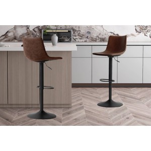 Tabouret de bar style vintage coloris brun. Collection SOUL