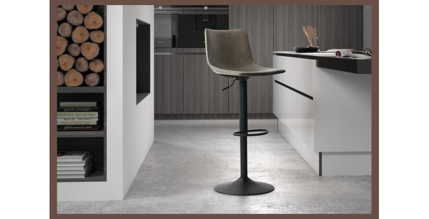 Tabouret de bar style vintage coloris gris. Collection SOUL