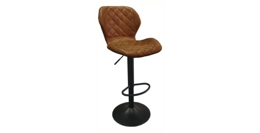 Tabouret de bar style vintage coloris cognac. Collection MABEL