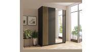 Armoire design 200cm coloris noir et chêne collection VARIA