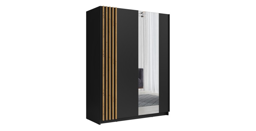 Armoire design 200cm coloris noir et chêne collection VARIA