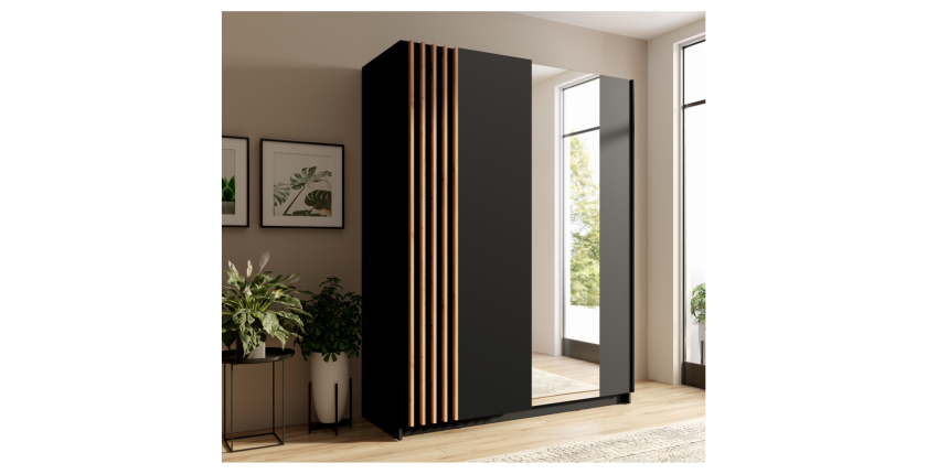 Armoire design 200cm coloris noir et chêne collection VARIA