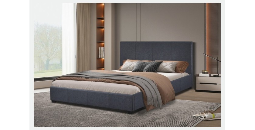 Lit double design coloris gris pour adulte collection Roma, 160x200 cm, sommier inclus