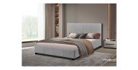 Lit double design coloris beige pour adulte collection Roma, 160x200 cm, sommier inclus