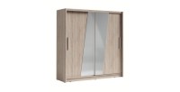 Armoire design 205cm coloris chêne sonoma collection ULOS avec miroir oblique