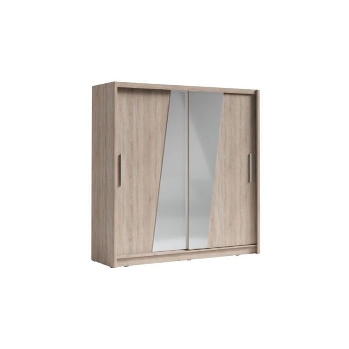 Armoire design 205cm coloris chêne sonoma collection ULOS avec miroir oblique