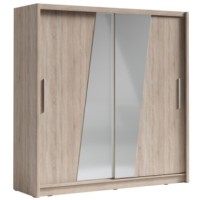 Armoire design 205cm coloris chêne sonoma collection ULOS avec miroir oblique