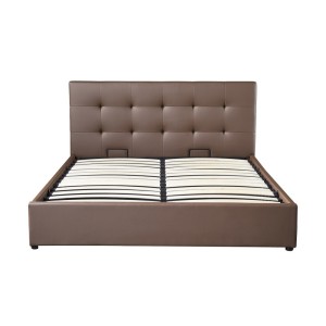 Lit coffre design coloris taupe pour adulte collection RICO, 160x200 cm, sommier inclus