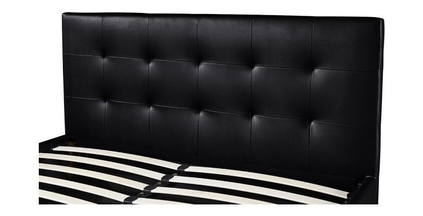 Lit coffre design coloris noir pour adulte collection RICO, 160x200 cm, sommier inclus