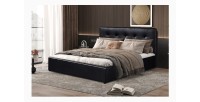 Lit coffre design coloris noir pour adulte collection RICO, 160x200 cm, sommier inclus