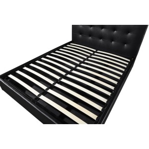 Lit coffre design coloris noir pour adulte collection RICO, 160x200 cm, sommier inclus