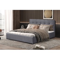 Lit coffre design gris pour adulte collection RICO, 160x200 cm, sommier inclus