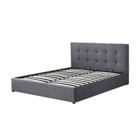 Lit coffre design gris pour adulte collection RICO, 160x200 cm, sommier inclus