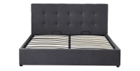 Lit coffre design gris pour adulte collection RICO, 160x200 cm, sommier inclus