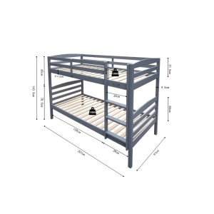 Lit en bois superposé évolutif 90x200 cm Roy, coloris gris