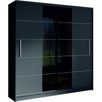 Armoire design 200cm coloris gris graphite et noir collection NARAGO