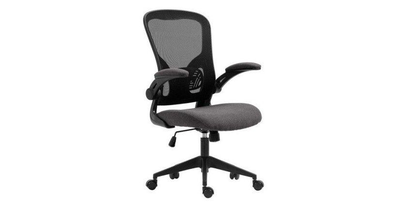 Chaise de bureau IPOLIST Tissu filet noir et gris, idéal pour un bureau confortable et moderne