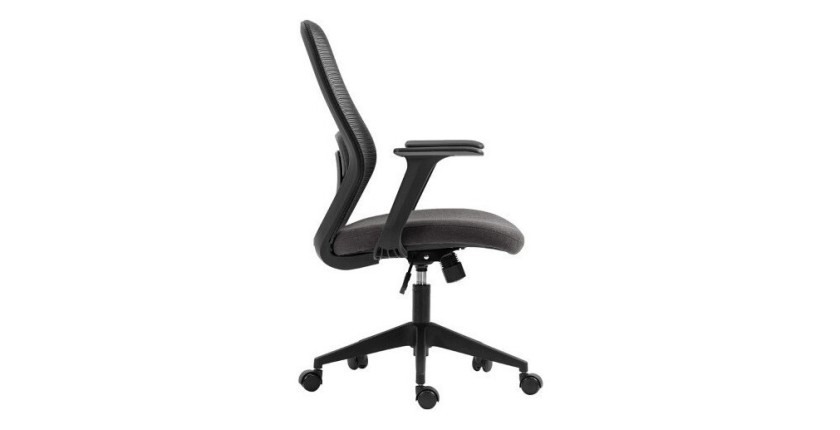 Chaise de bureau JANE Tissu filet noir et gris, idéal pour un bureau confortable et moderne