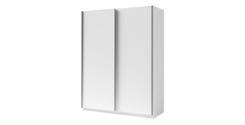 Armoire, garde robe GOZU 150 cm deux portes coulissantes. Dressing complet avec penderie et étagères. Coloris blanc