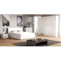 Lit Design collection VERONA avec option Coffre 160x200, coloris blanc