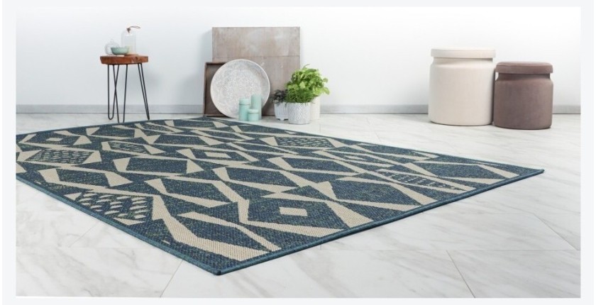 Tapis 170x120cm, design C203I coloris bleu - Confort et élégance pour votre intérieur