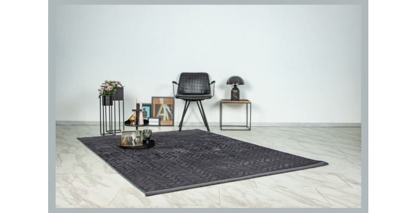 Tapis 280x200cm, design D012A coloris graphite - Confort et élégance pour votre intérieur