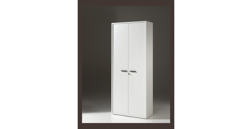 Armoire de Bureau - Meuble 2 Portes et étagères coloris Blanc mat | Collection SOON | Meublorama