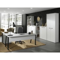 Armoire de Bureau - Meuble 2 Portes et étagères coloris Blanc mat | Collection SOON | Meublorama