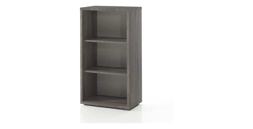 Bibliothèque de Bureau avec 2 étagères coloris gris effet bois | Collection SOON | Meublorama