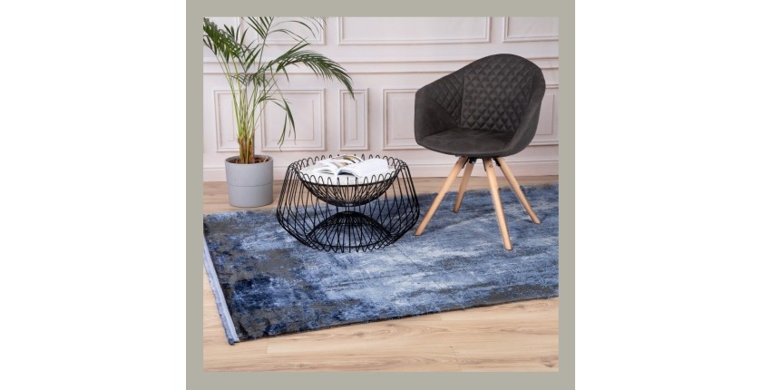 Tapis 150x80cm, design E409E coloris bleu - Confort et élégance pour votre intérieur